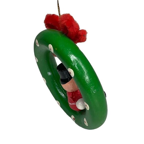 Vintage Wooden Wreath with Toy Soldier Christmas Ornament - Picture 6 of 9